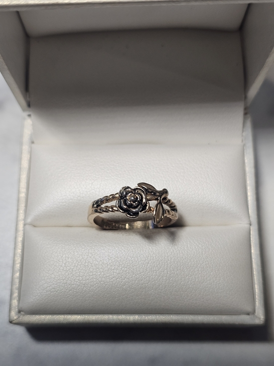 Jewelry - 18k Gold Filled Floral Rose Twist Sterling Silver Ring Size 9